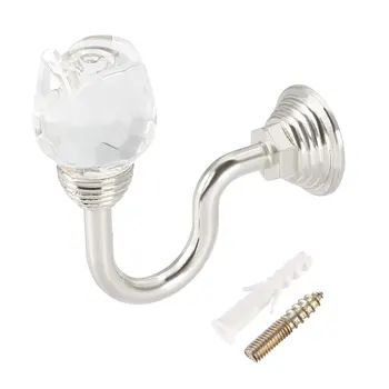 

uxcell 4Pcs Curtain Drapery Holdback 2.5" Length Holder Clear Crystal Rose Hook Silver to Kitchen Living Room Bedrooms etc