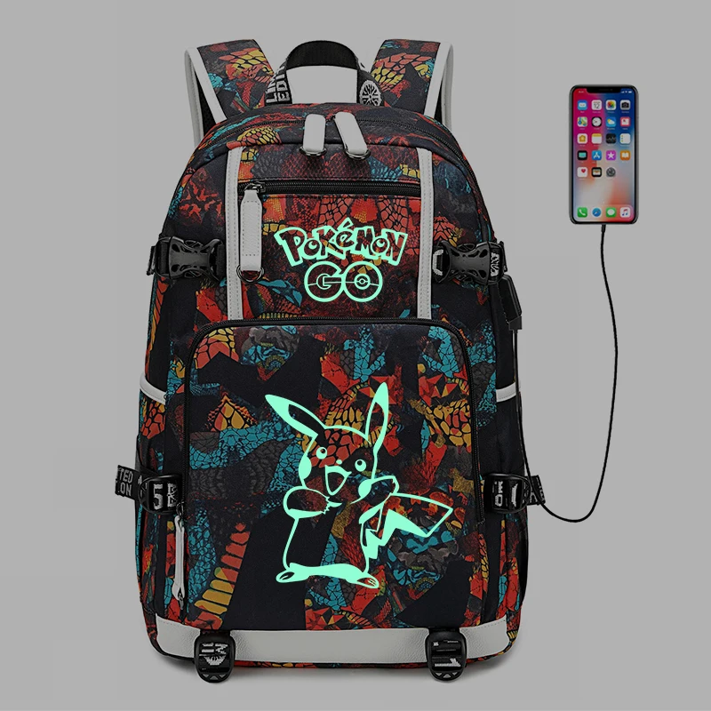 Рюкзак Pokemon Pikachu светящаяся школьная сумка дорожные сумки студенческий рюкзак, сумка через плечо с usb зарядкой рюкзак для ноутбука - Цвет: YHH-PIKACHU