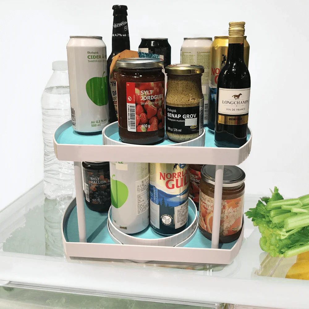 

Kitchen Spice Organizer Bottle Storage Box Rotating Cabinet Racks Double Layer Tray Shelf Multifunctional Seasoning Rack Holder