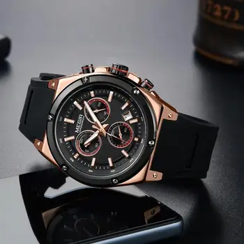 

MEGIR Men Watch Sports Quartz Watch Leather Band Waterproof Luminous Military Chronograph Fashion Top Brand Luxury Wristwatch