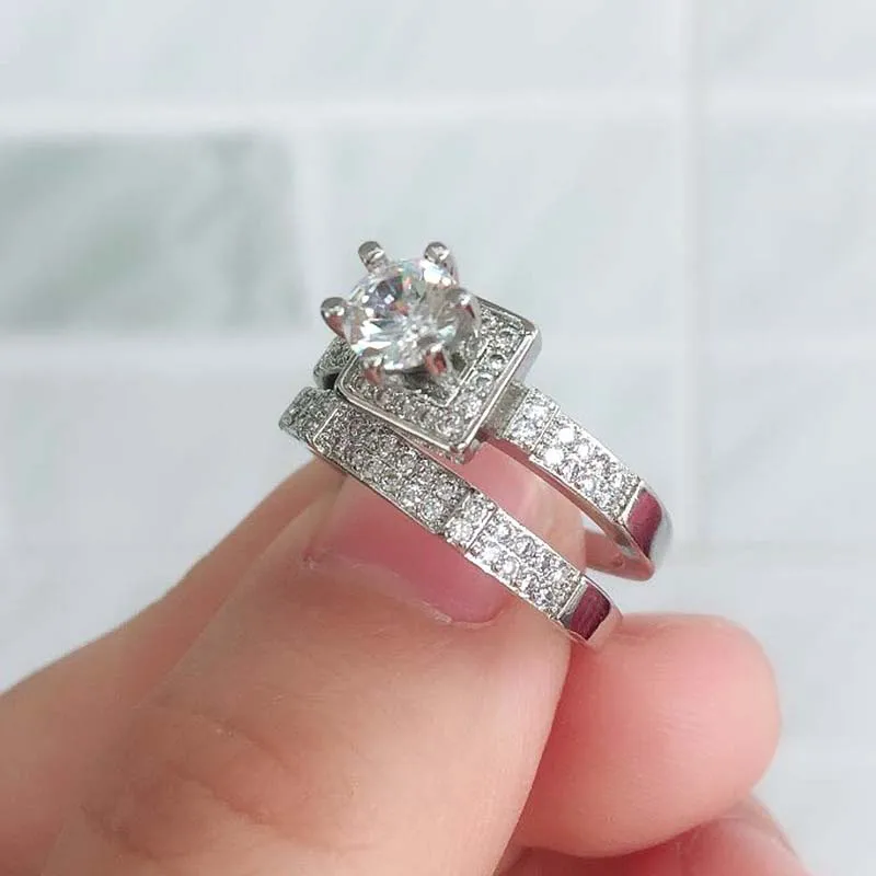 Квадратное обручальное кольцо Alliance парное Женское Обручальное кольцо серебряного цвета с цирконием женское кольцо на палец для вечеринки ювелирные изделия принцессы DDR272
