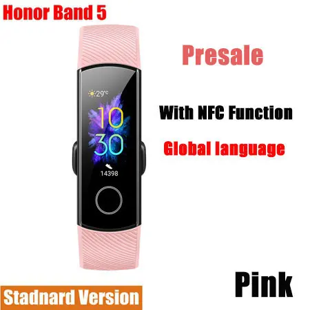 Умный Браслет huawei Honor Band 5, Оксиметр, NFC, волшебный цветной сенсорный экран, для плавания, для обнаружения сердечного ритма, сна, сна - Цвет: with NFC