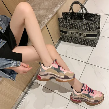 

2021 new personality Paris old shoes women new thick-soled leather low-top student shoes sports casual shoes
