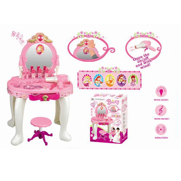 

Children'S Educational Toy GIRL'S Play House Bedroom Toy with Light And Music Sensing Magic Mirror Makeup Dressing Table