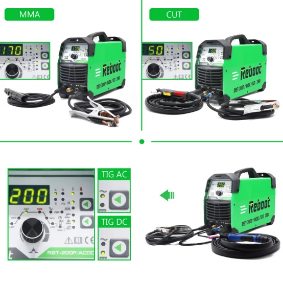 Maquina de soldar Reboot TIG AC DC de aluminio 200A con control digital completo de 230V de alta frecuencia 3 en 1