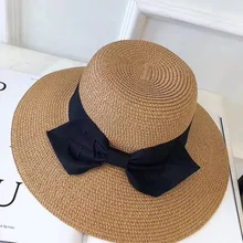 Популярная большая шляпа, женская модная пляжная одежда, женская шляпа, пляжная шляпа от солнца, Корейская проветриваемая пляжная шляпа, вязаная шляпа с бантом, красивая милая