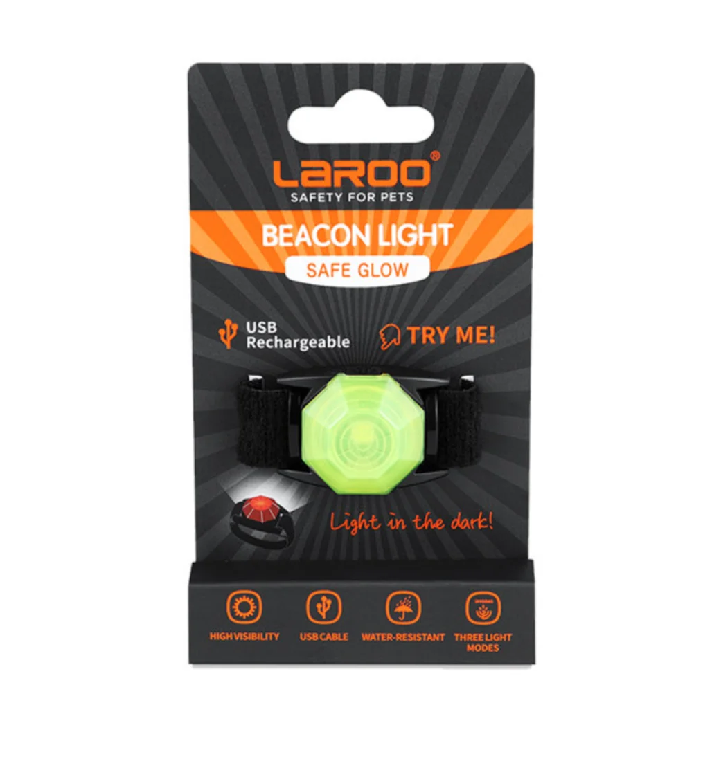 LaRoo LED Dog Tag Light, Safety Light for Dog Collar Walking at Night, LED Light Pendant Keyring, Waterproof USB rechargeable
