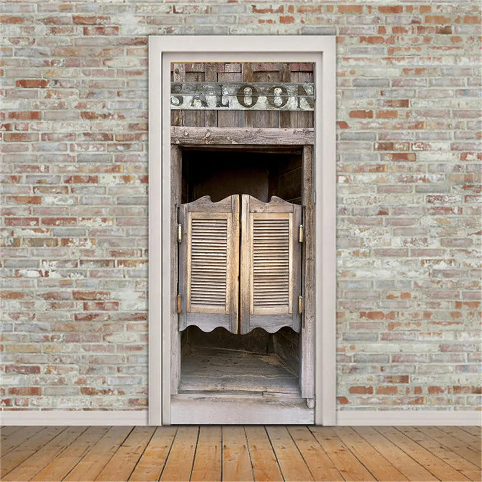 Деревянные наклейки s на двери, самоклеющиеся обои, домашний декор, виниловый водонепроницаемый плакат, настенные наклейки, домашний декор, deur, наклейка - Цвет: DM018