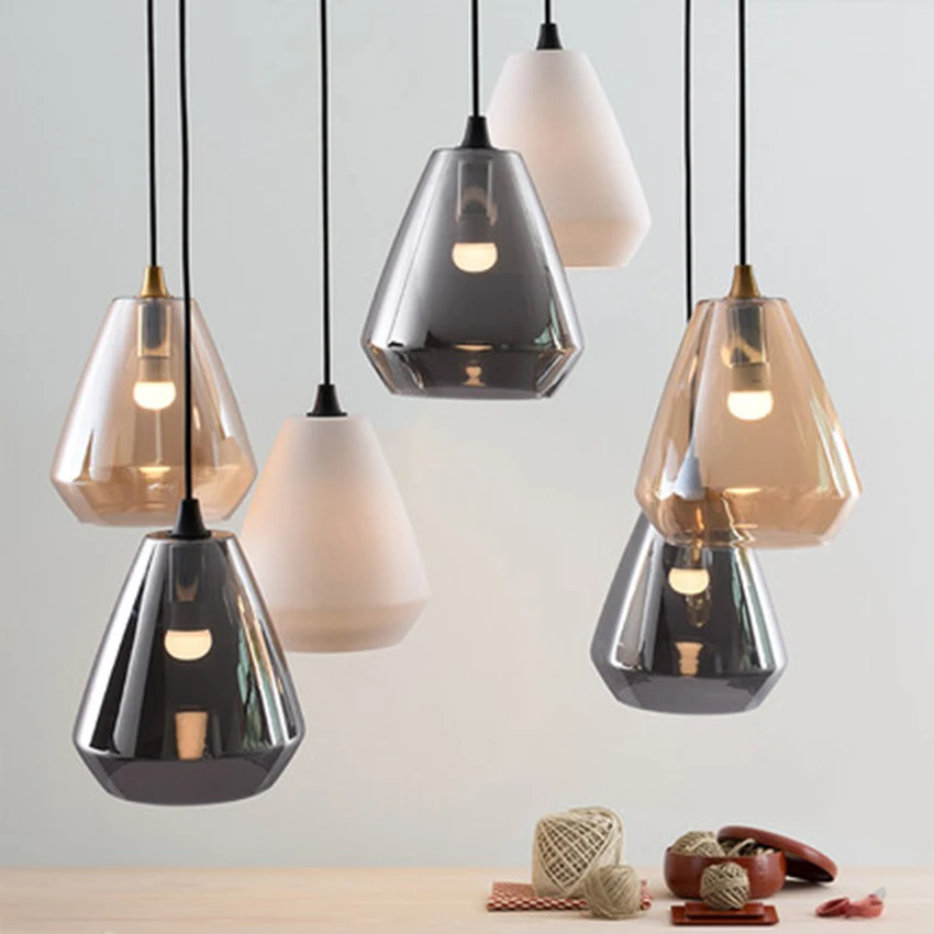 

Modern LED Pendant Lights Metal Glass Pendant Lamp Lighting Nordic Cafe Bar Living Room Lamp Bedroom Single Head Light Fixtures