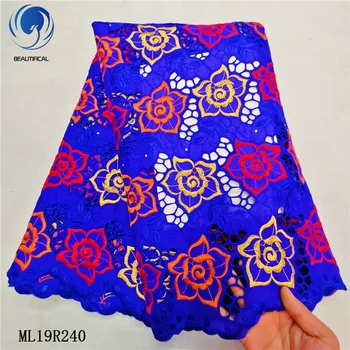 

BEAUTIFICAL cotton nigerian lace fabrics 5 yards dry lace latest design for dress lace material in switzerland 2019 ML19R240