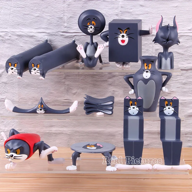 

2 Styles Tom PVC Collectible Action Figure Silly Cat Carving Everyday Model Toy Tom and Jerry Cartoon Funny Statues 6pcs/set