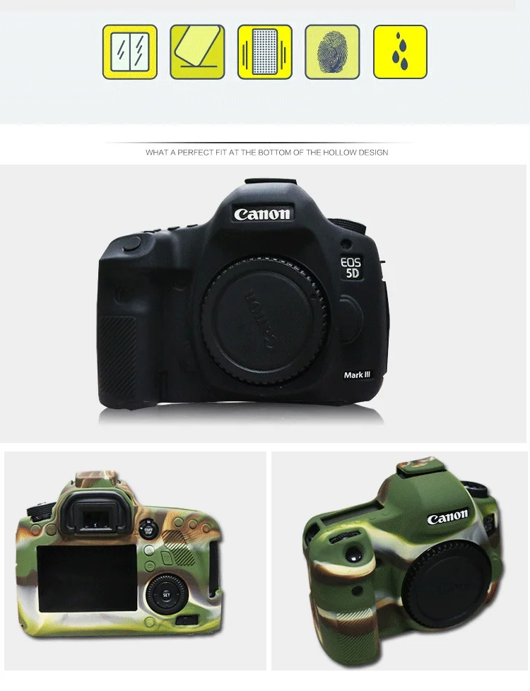 Roadfisher Черный Камо силикагель камера защитная крышка-чехол Корпус для DSLR Canon EOS 700D 6D 5D3 5DS 5DR 5D4 70D 80D 100D