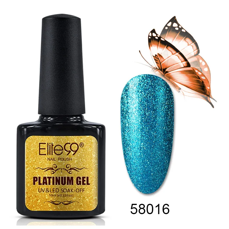 Elite99 10 мл Блестящий Гель-лак для ногтей замочить от платины Nails Art Gellak UV цвета верхнее Базовое покрытие праймер Полупостоянный УФ-лак - Цвет: 58016