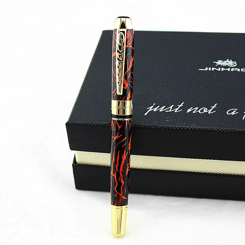 JINHAO роскошный и высококлассный золотой цвет металлический круглый РОЛИК ручка быстрое письмо Бизнес Мужская шариковая ручка