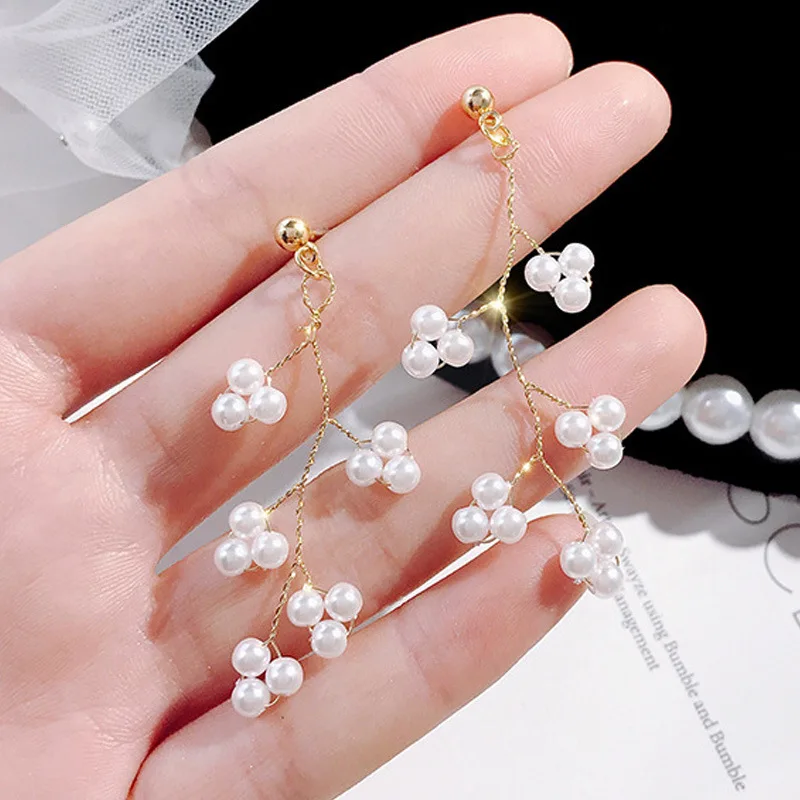 Brincos Earing Aretes контрактные жемчужные ветки темперамент супер веб светильник