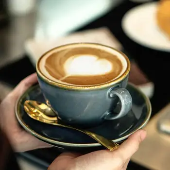 

European Ceramic Coffee Cup Saucer Set Latte Cappuccino Coffee Mug Expresso Cup Home Cafe Teacup Coffeeware Set 90/220/320ml