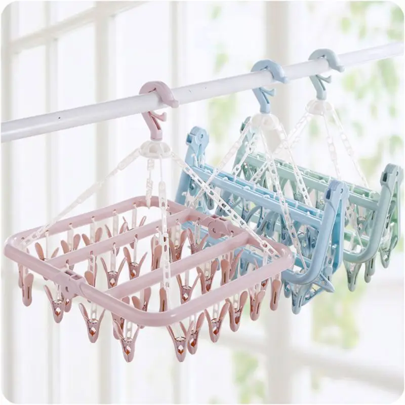 Foldable 32 Peg Windproof Clothes Hanger Dryer Washing Line Airer