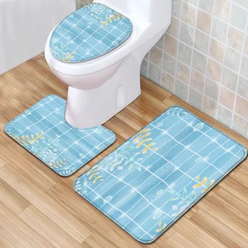 

3Pcs/Set Bathroom Bath Mats Set Toilet Carpets Flannel Non-Slip Rugs Set Toilet Lid Cover Shower Room Rug Floor Mat