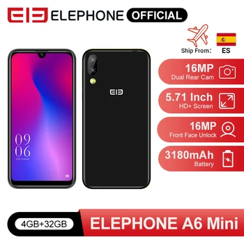 

Elephone A6 mini 4GB 32GB Smartphone Android 9.0 5.71 Inch waterdrop Screen MT6761 Quad Core HD+16MP 3180mah 4G Mobile Phone