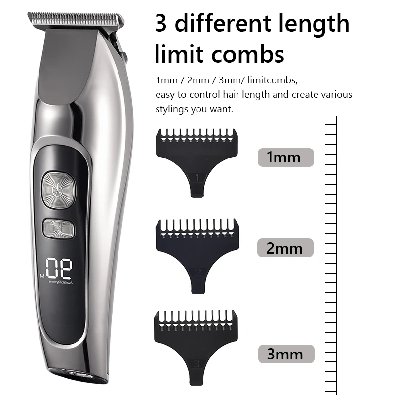 Máquina de Cortar Aparador de Barba Máquina de Corte de Cabelo Corte de Cabelo Profissional Cabelo Barbeiro Recarregável Lâmina Cerâmica Baixo Ruído Adulto Garoto 43 High Quality Eletrodomésticos