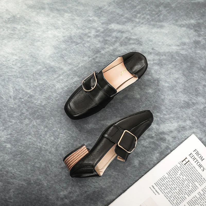 

Large Size WOMEN'S Shoes 41-43 Korean-style 2018 Spring And Autumn New Style Square Head Chunky-Heel Versitile Fashion Slip-on L