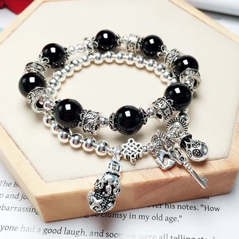 

stand by crystal bracelet obsidian double-deck transfer Pichu Girlfriend bracelet gifts for women