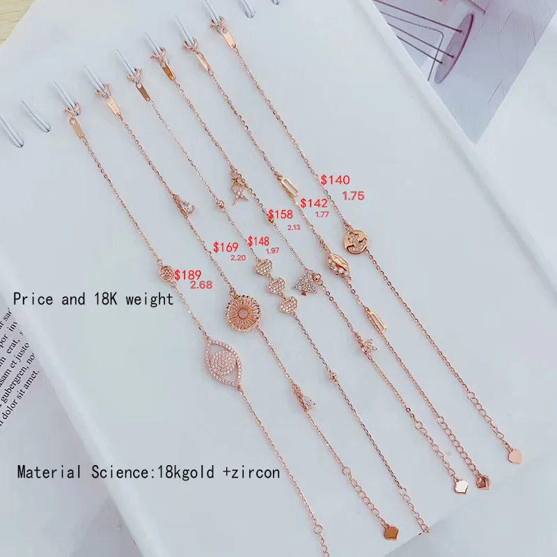 Цена 18K золотого браслета цена и вес очень ясны - Цвет камня: dollar148 - 1.97g