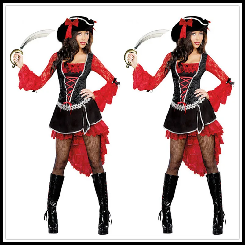 

Halloween COS Clothing Uniform Temptation Party Europe And America Game Pirates Of The Caribbean Queen Performance Clothing