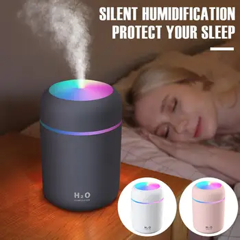 

300ml Mini Air Humidifier Low Noise Aroma Essential Oil Diffuser for Home Mist Spray USB Humidifier With LED Lamp Air Purifier