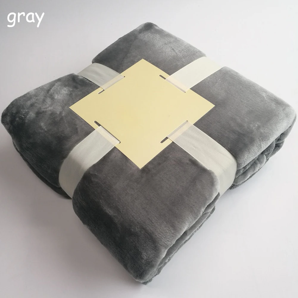 Gray Мягкий флисовый плед Утяжеленные одеяла Диван простыня теплый однотонный флис одеяло s и броски для путешествий офиса дома - Цвет: Gray