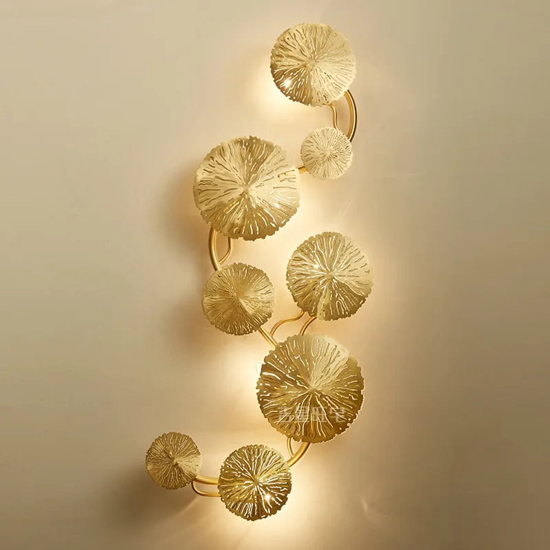 

Nordic Modern Luxury stainless steel Wall Light Lamp for Living Room Dining Room Bedside Villa Loft Hot Sale Gold Leaf Sconce G4