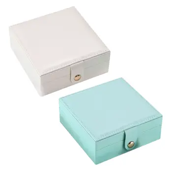 

Single Layer PU Simple Jewelry Storage Box Creative Portable Earrings Ring Small Jewellery Case