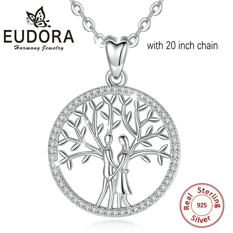 20 inch chain Eudora Стерлинговое серебро дерево жизни кулон ожерелье кельтский узел ожерелье дерево с AAA CZ Кристалл помолвка Свадебные украшения - Окраска металла: 20 inch chain