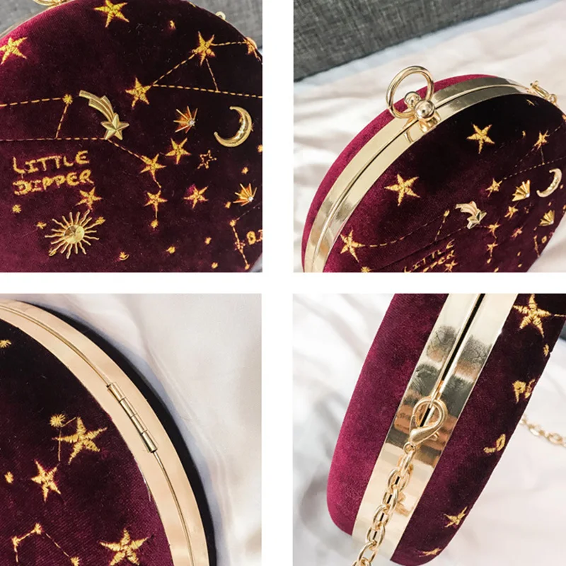 Звездное небо круговая модная Замшевая сумка через плечо с цепочкой на ремне Женские сумки через плечо дамская сумочка круглая сумочка