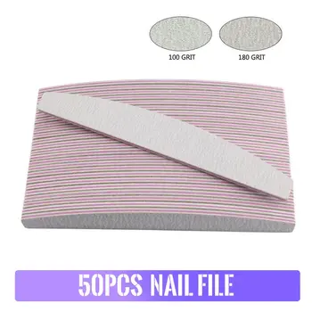 

50PCS Nail File Lime Half Moon File Nail Tools Professional Sandpaper 100/180 Nail File UV Gel Polished Polishing Manicure Tools