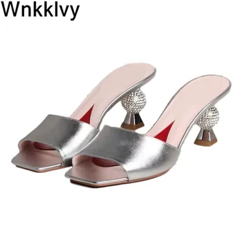 

Women sandals crystal ball High heels 2020 runway summer dress party shoes silver slippers rhinestone summer dress bridal shoes