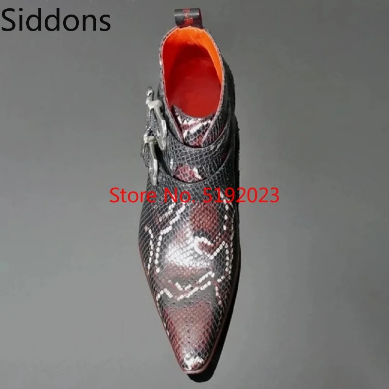 Змея линии мужские полусапоги класса люкс; обувь «Челси» с заостренным носком, модные сапоги с пряжкой, с волнообразным краем; zapatos de hombre bota coturnos masculino D179