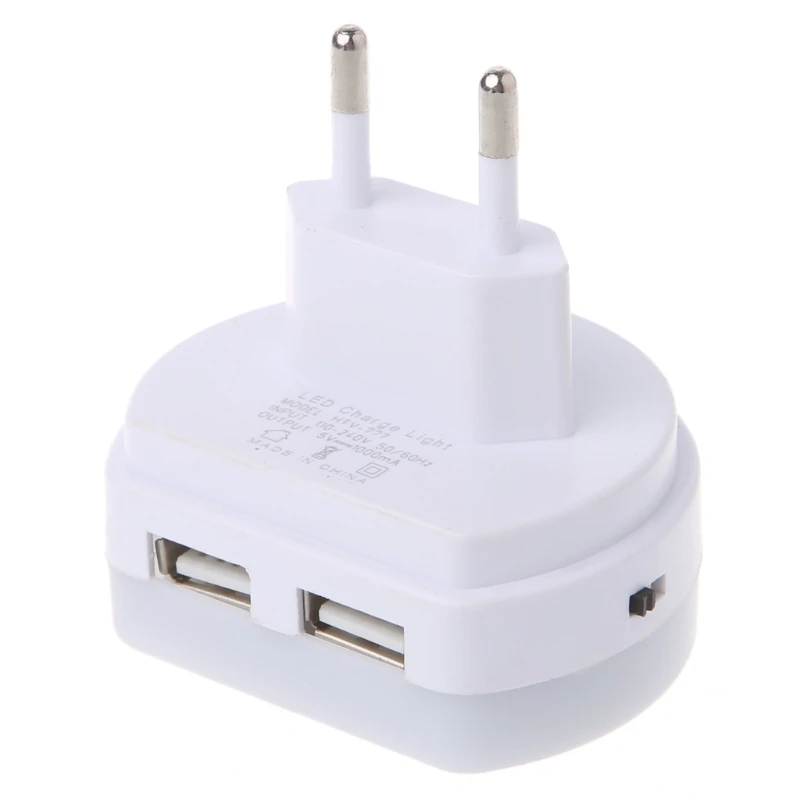 Светодиодный Светильник-ночник с двойным зарядным устройством USB с датчиком Сумерки до рассвета, настенный светильник Au22 19, Прямая поставка - Испускаемый цвет: EU Plug