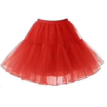 

Fast Shipping Yellow Red Women Ballet Tulle Mesh Mini Skirts Rockabilly Party Club Cosplay Underskirt Crinoline Petticoats