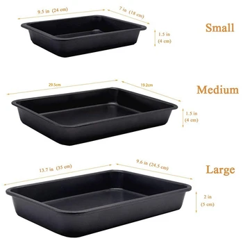 

Carbon Steel Multi-Purpose Baking Pan Deepening Non-Stick Baking Pan Non-Stick Deep Oven Baking Pan for Chicken Pan, 3-Piece Bak