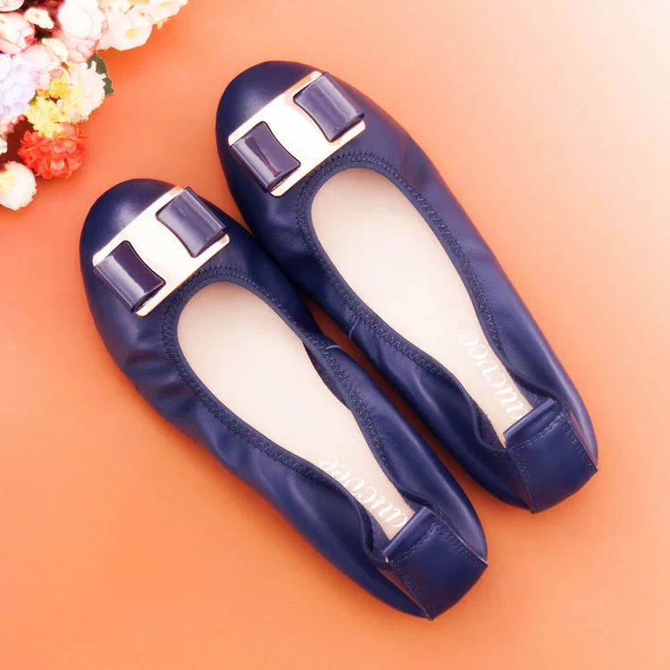 Plus Size 34-43 Ballet Flats Shoes Women Genuine Leather Spring Summer Lady Nurse Shoes 2018 Metal Decoration Woman Loafer Shoes (24)
