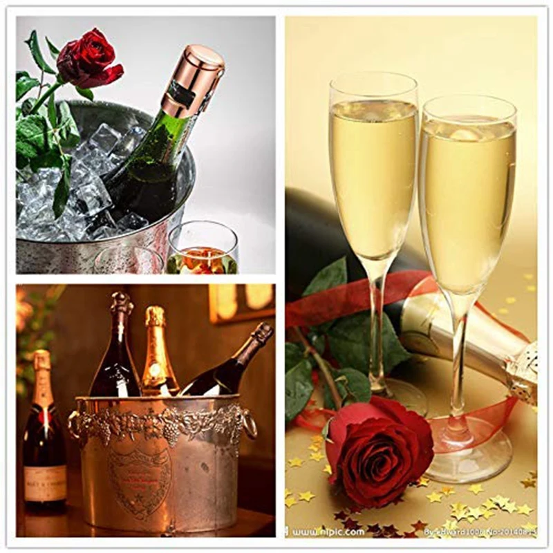 Champagne Bottle Stopper Rose Gold Stainless Steel Champagne Sealer Plug Super Powerful Vacuum Seal Reusable Wine Saver