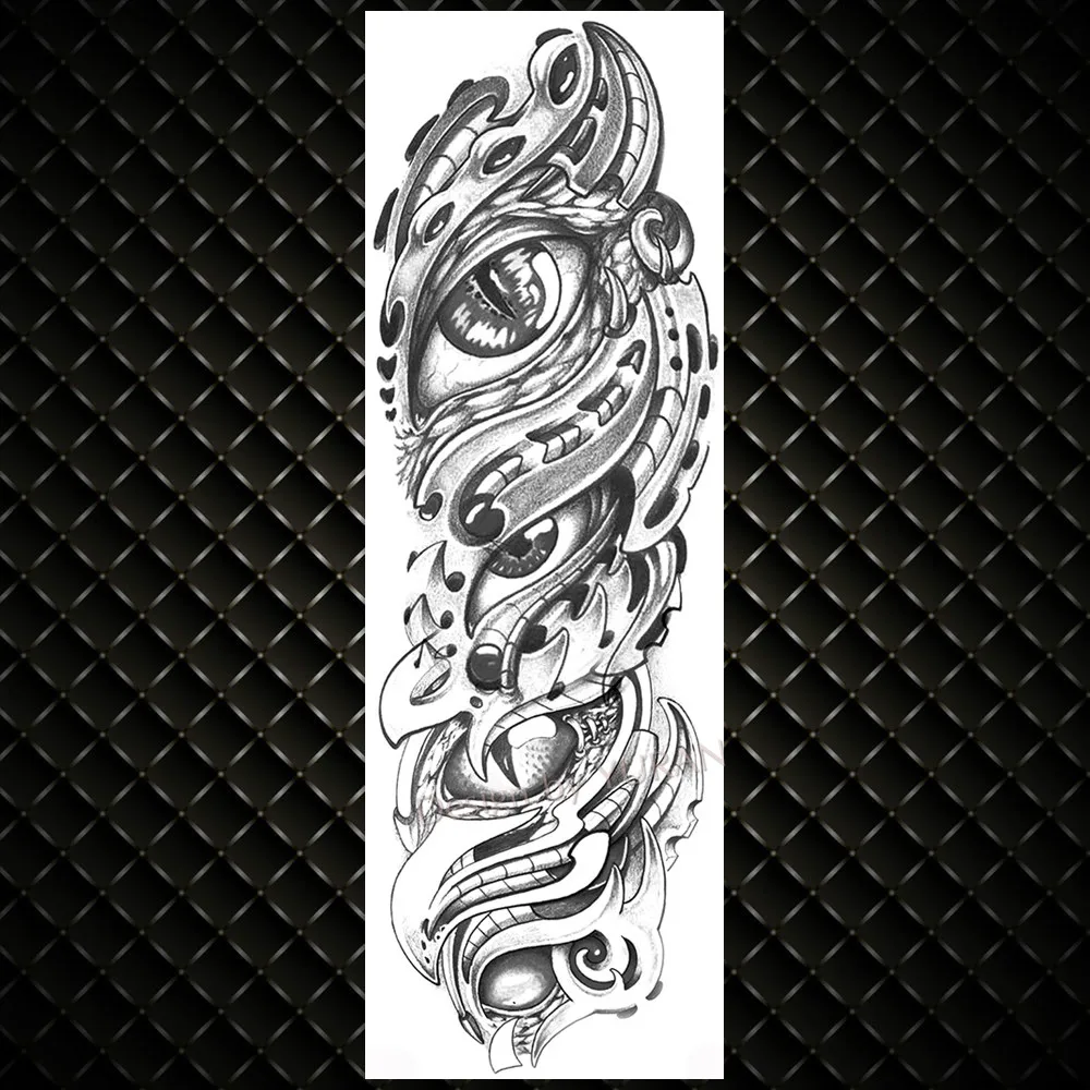 Полный рука механический робот Временные татуировки для мужчин и женщин реалистичные сглаза поддельные татуировки Стикеры водонепроницаемый тела ног художественные татуировки - Цвет: GTQB121