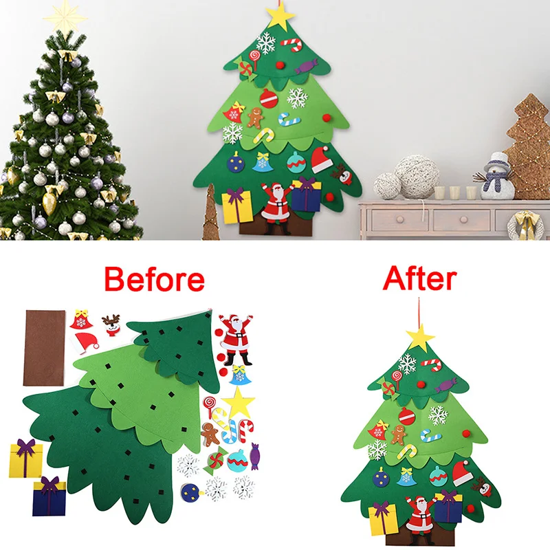 Детская креативная Рождественская елка, оконная подвеска, Зеленый Нетканый ручной работы, сделай сам, рождественская елка, подвесные украшения, Рождественский подарок