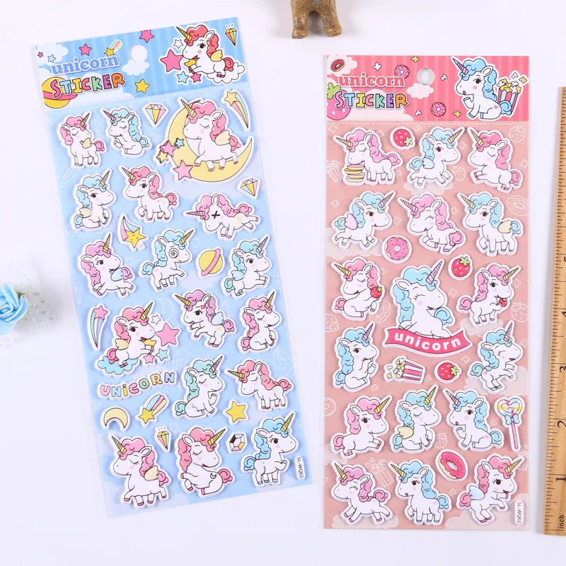 1pcs/lot Kawaii Stationery Stickers Unicorn foam Decorative Mobile Stickers Scrapbooking DIY Craft Stickers