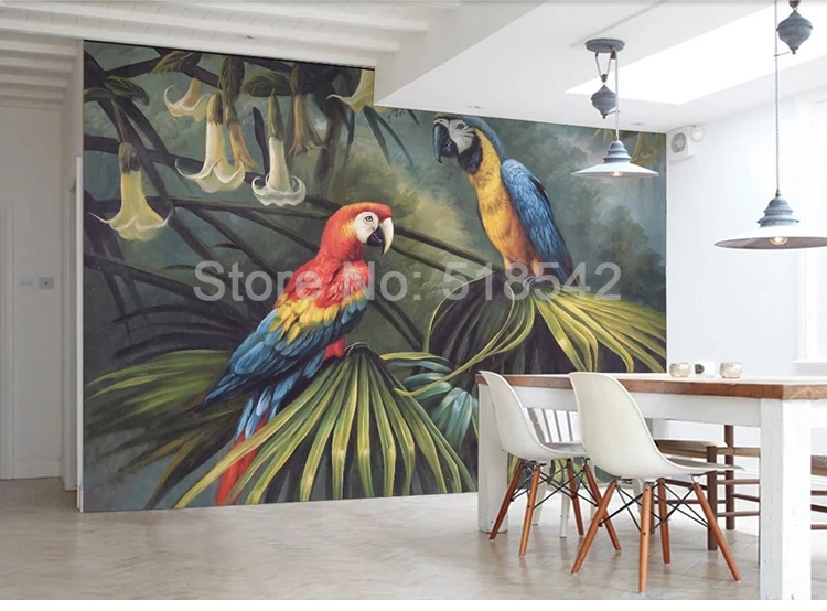 Floresta Papagaio pintado à mão pintura a