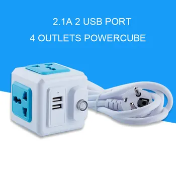 

EU RUS Plug Universal Outlet USB power Strip Multi Powercube USB Outlets Extender Electric 1.8M Cord Socket Network Filter 10A