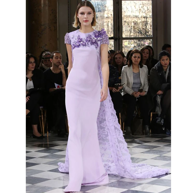 

Verngo Mermaid Evening Dress Vintage Formal Dress Purple Evening Dresses Long Lace Appliques Prom Dress Elegant Party Gowns