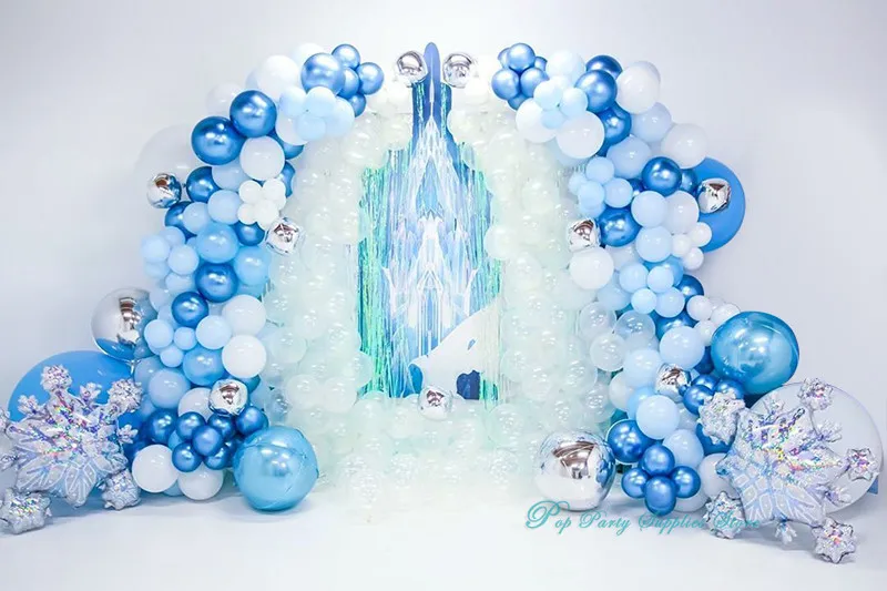 

New 282Pcs Frozen Cool Beautiful Blue Latex Balloons Birthday Wedding Christmas party Decorations Snow Beauty Ballon Girl Party