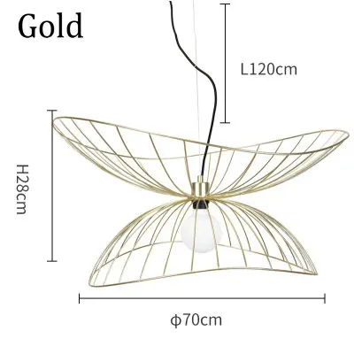 Креативный художественный кухонный подвесной светильник, Золотое серебро, черное железное бра, E27 светодиодный подвесной светильник, освещение для домашнего интерьера, светильники - Цвет корпуса: Gold 70CM